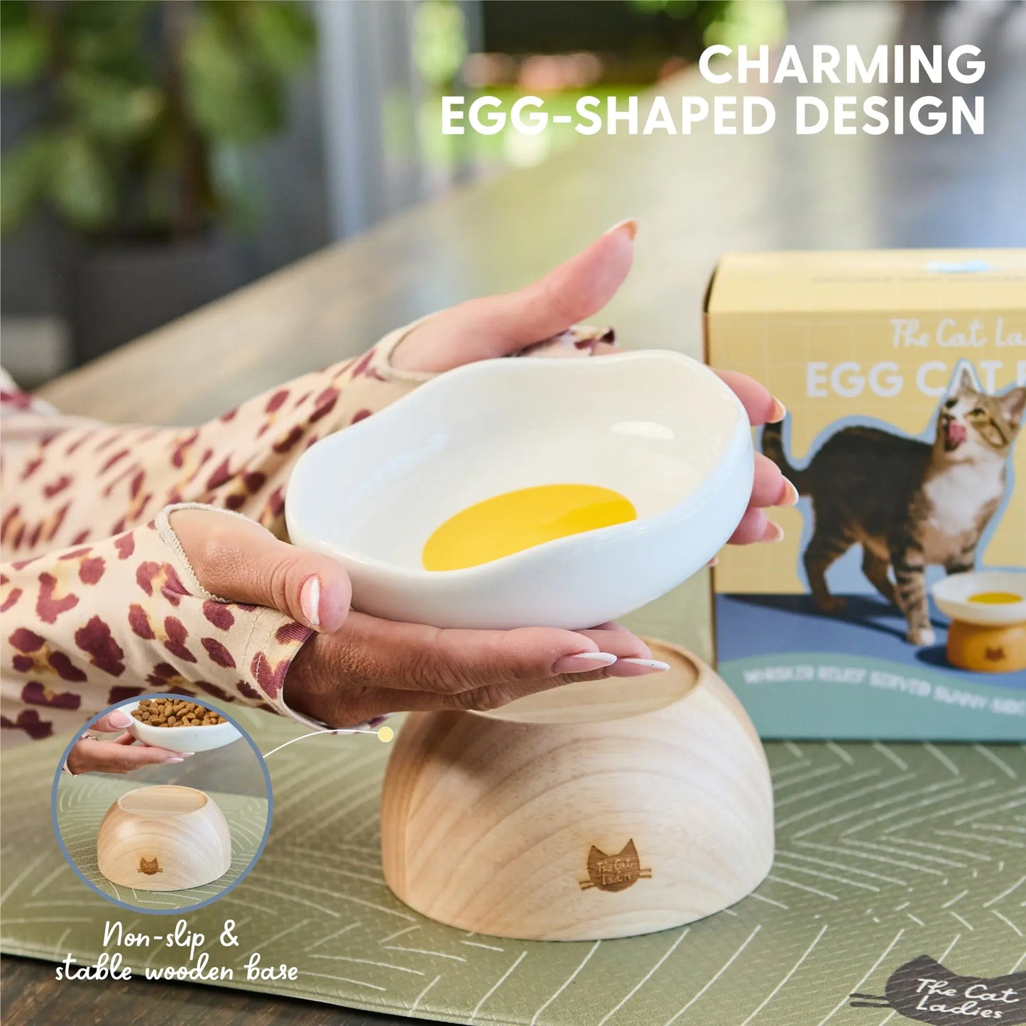 EggNest™ Elevated Cat Bowl – Cute Modern Feeding Dish