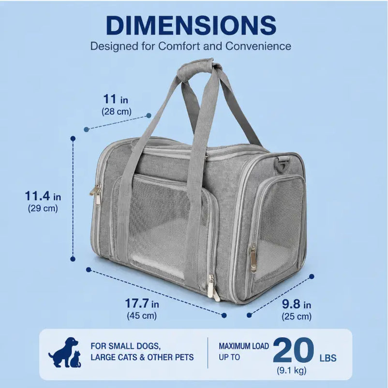 TravelPaw™ Airline-Approved Pet Carrier Bag – Breathable & Foldable