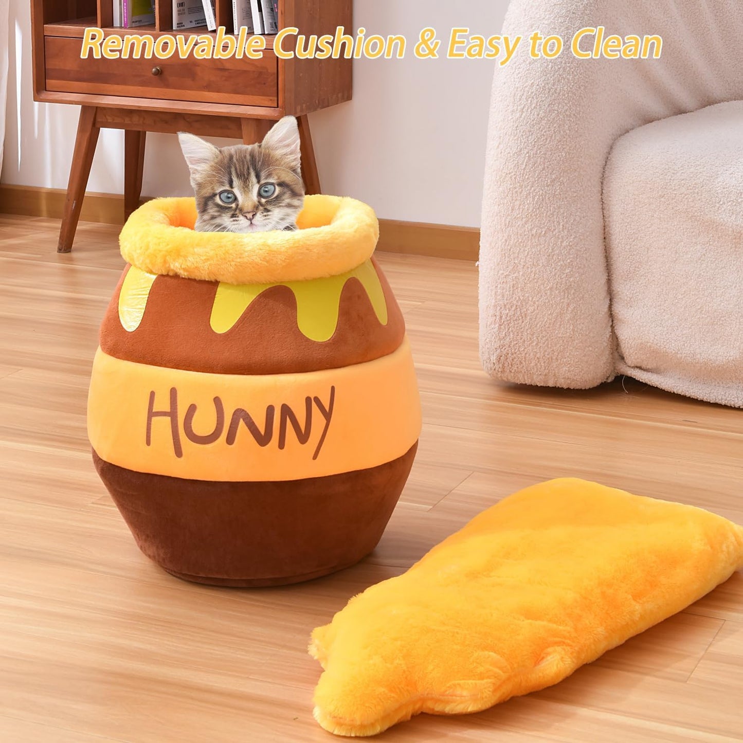 HoneyPot™ Cozy Cat Cave Bed – Soft Plush Washable Cat Nest