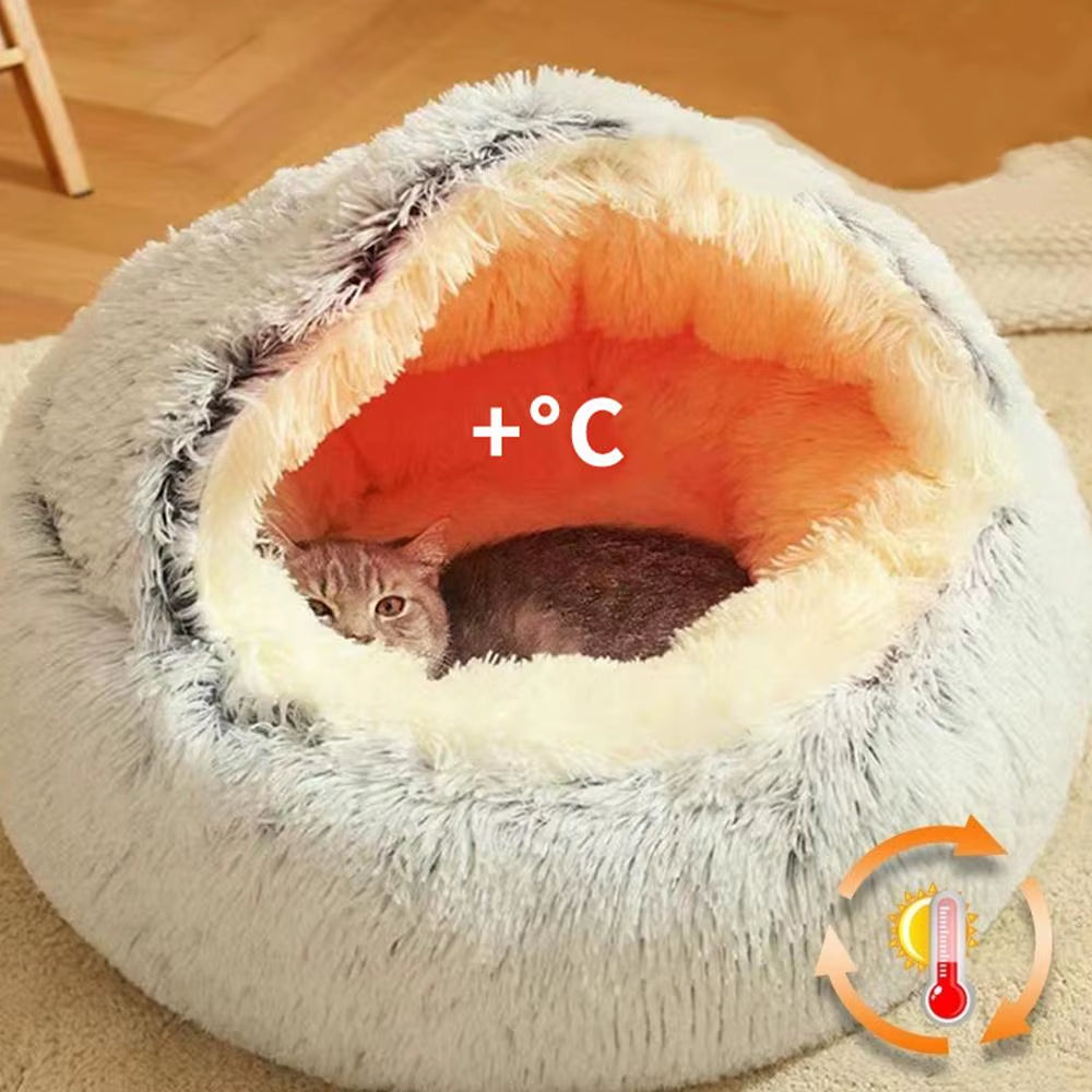 CozyCloud™ Plush Cat Nest Bed – Warm Round Winter Pet Cushion