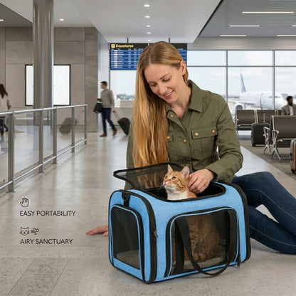 TravelPaw™ Airline-Approved Pet Carrier Bag – Breathable & Foldable