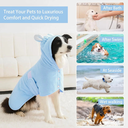 DryPaws™ Quick-Dry Pet Bathrobe – Ultra Soft Hooded Dog Towel Robe