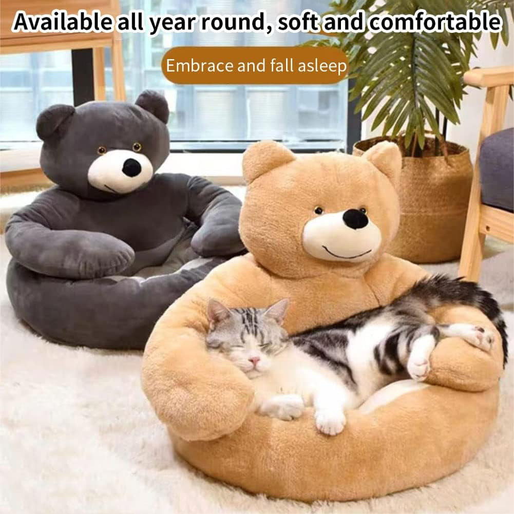 BearHug™ Calming Plush Pet Bed – Soft Washable Cuddler Nest