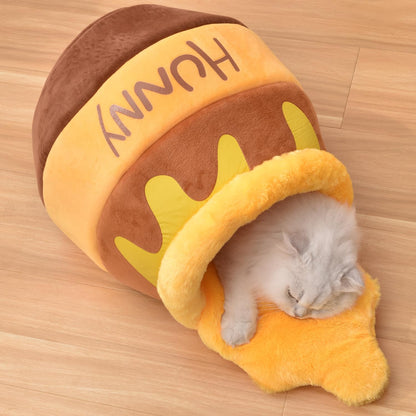 HoneyPot™ Cozy Cat Cave Bed – Soft Plush Washable Cat Nest