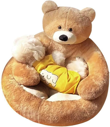 BearHug™ Calming Plush Pet Bed – Soft Washable Cuddler Nest