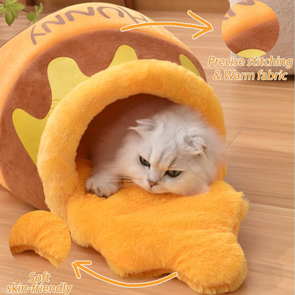 HoneyPot™ Cozy Cat Cave Bed – Soft Plush Washable Cat Nest