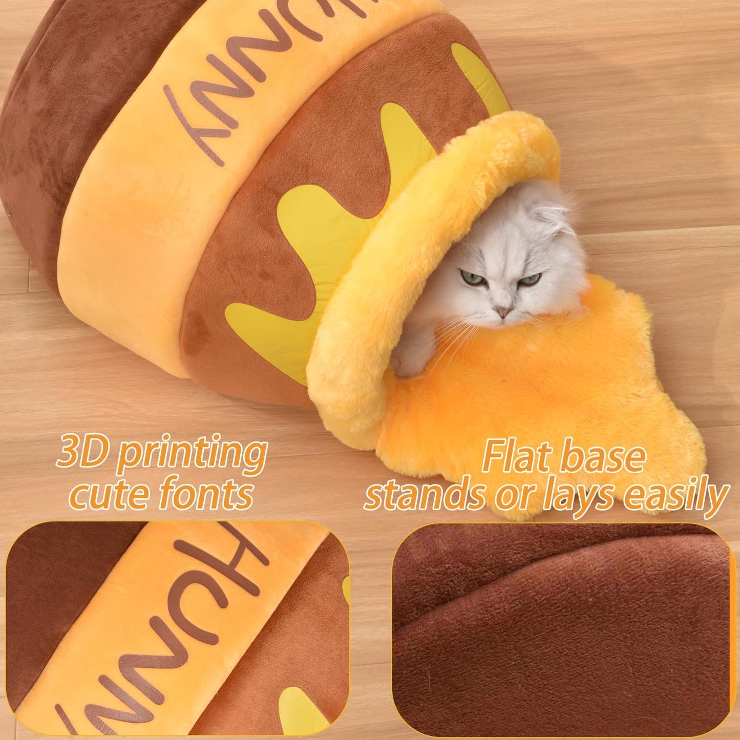 HoneyPot™ Cozy Cat Cave Bed – Soft Plush Washable Cat Nest