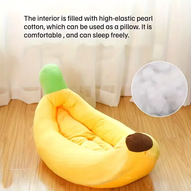 BananaNest™ Cozy Plush Pet Bed – Washable Banana Pet Nest