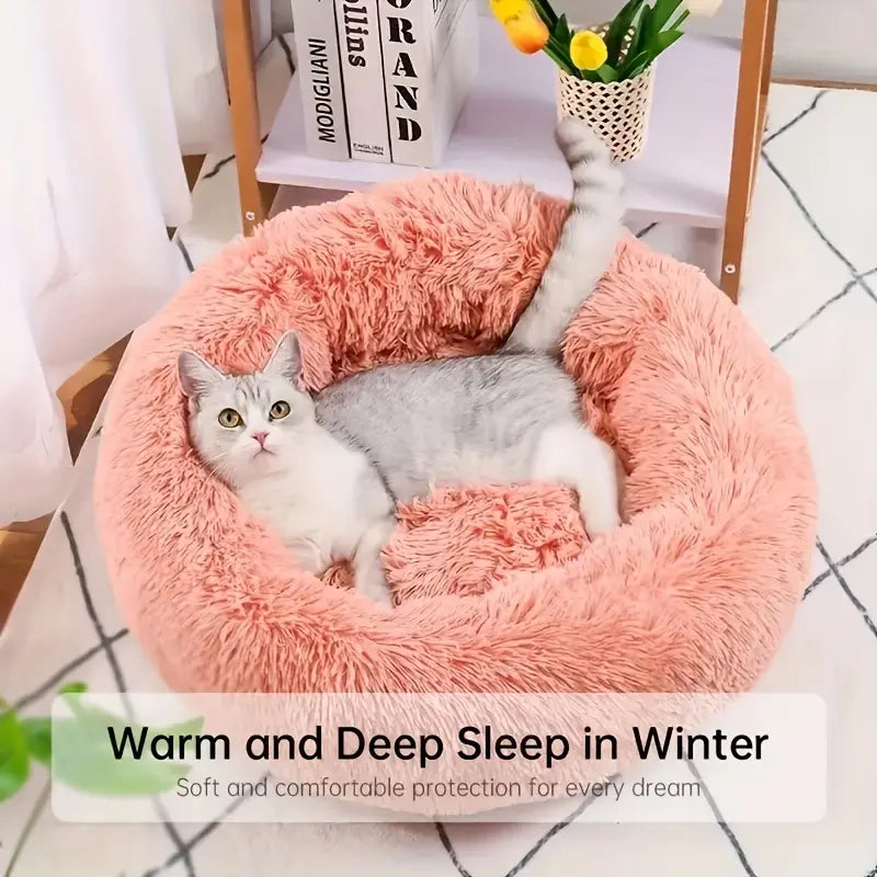 CozyCircle™ Plush Cat Nest Bed – Soft All-Season Pet Lounger