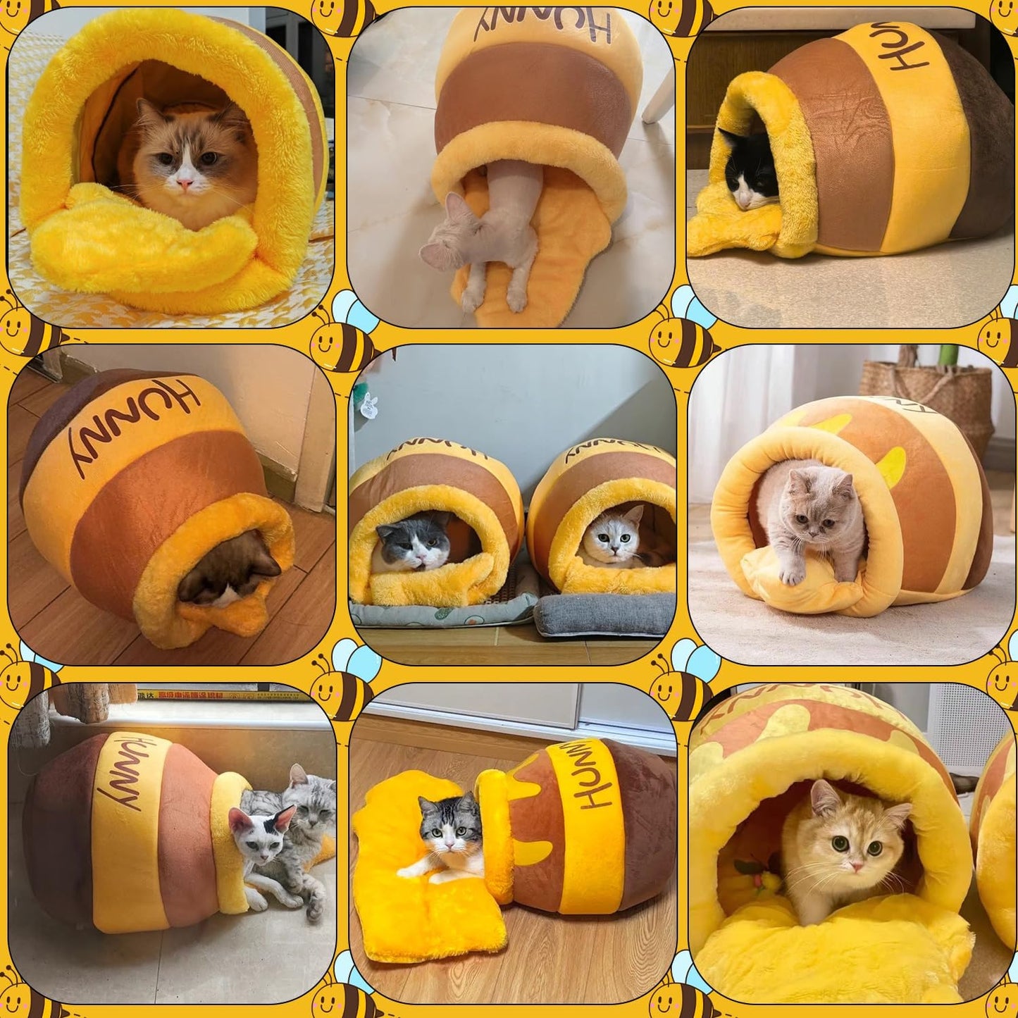 HoneyPot™ Cozy Cat Cave Bed – Soft Plush Washable Cat Nest