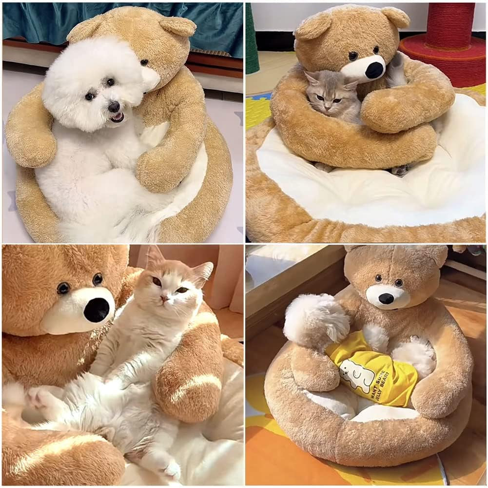 BearHug™ Calming Plush Pet Bed – Soft Washable Cuddler Nest